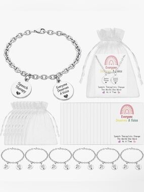 Kigeli 12 Pc Set Speech Therapy Bracelet SLP Teacher Appreciation with Cards
